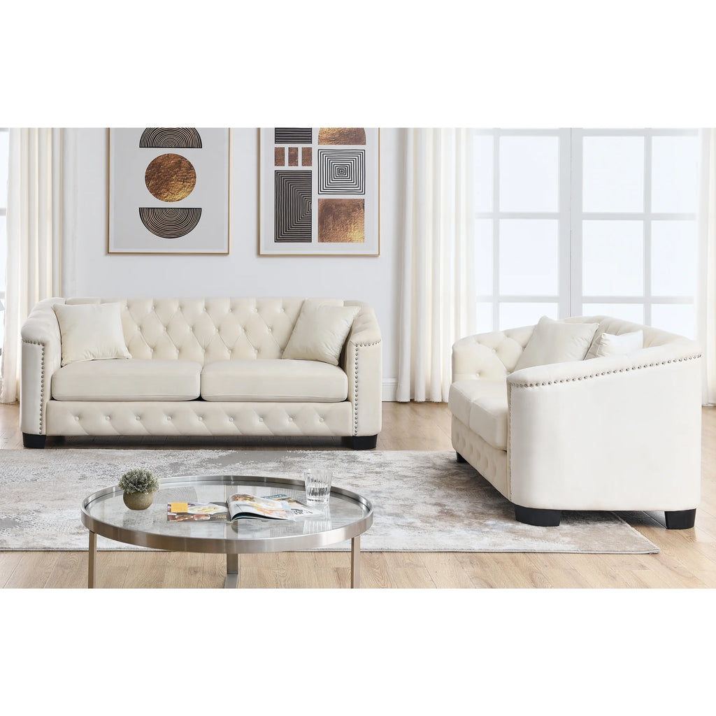 Velvet Beige 3-seater + 2-seater Combination Sofa M898