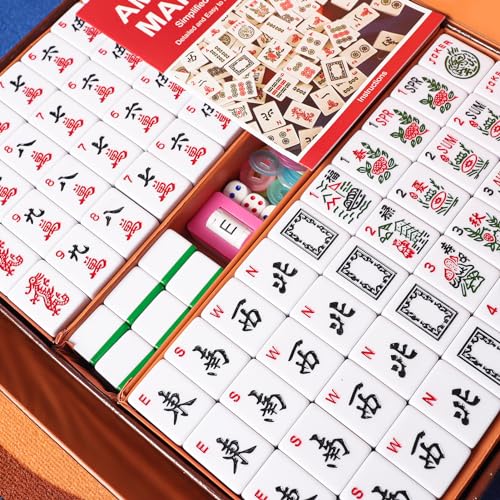 Mahjong Tile Set with 166 Numbered Ivory Tiles L985