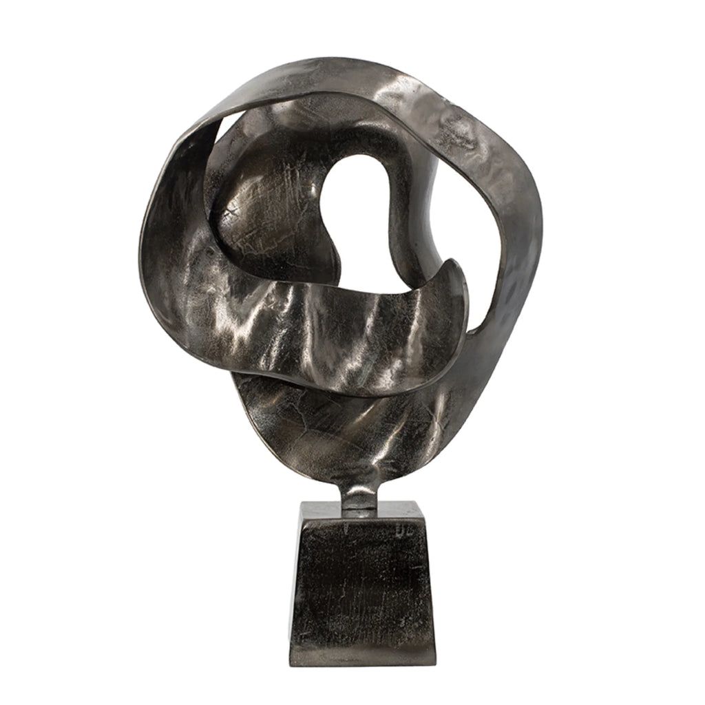 Black Abstract Sculpture on Pedestal Base Q381