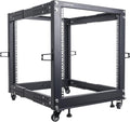 12U Open Frame Server and Network Equipment Rack with Adjustable Depth, Casters, Levelers, Cable Management O246