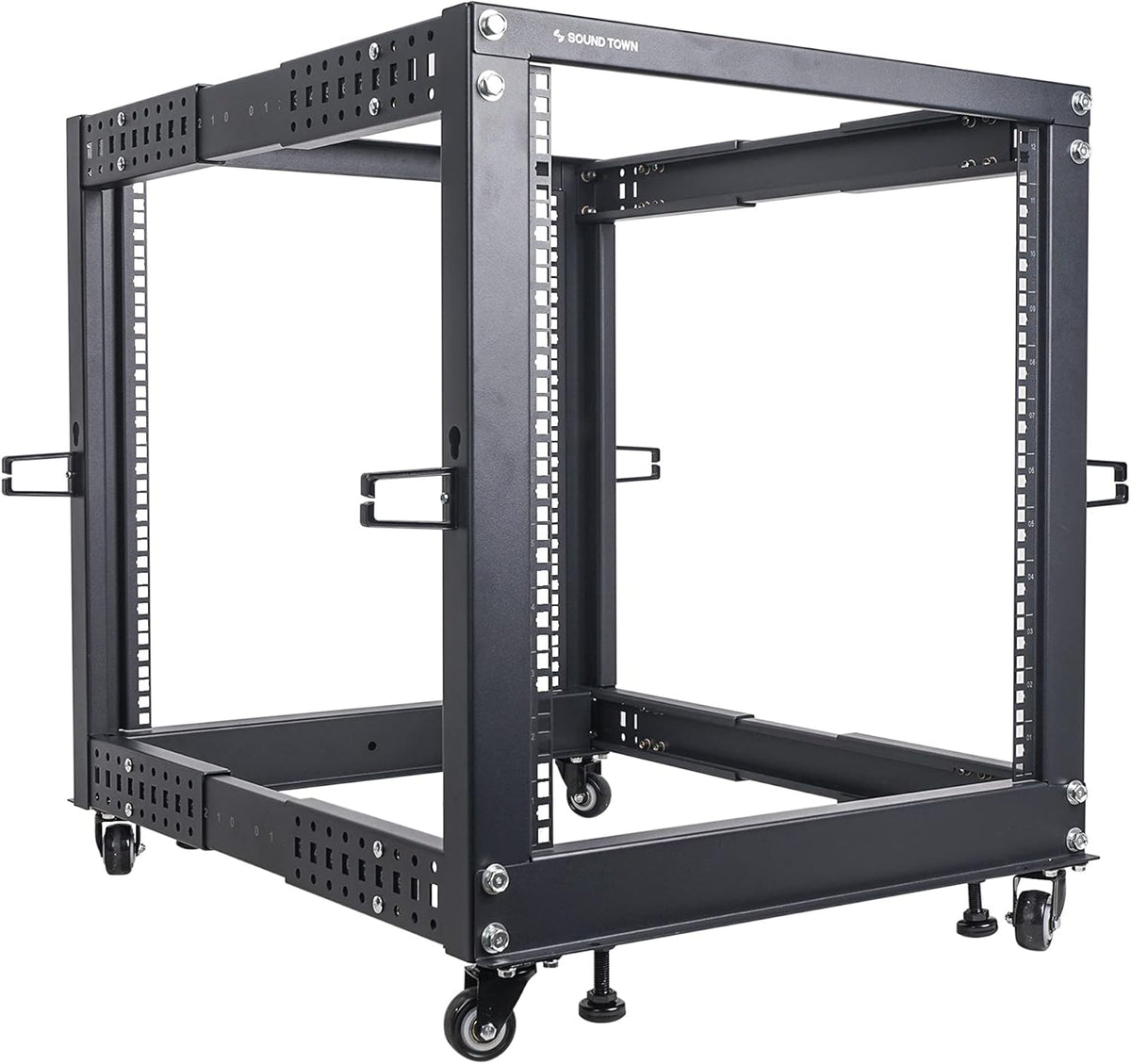 12U Open Frame Server and Network Equipment Rack with Adjustable Depth, Casters, Levelers, Cable Management O246