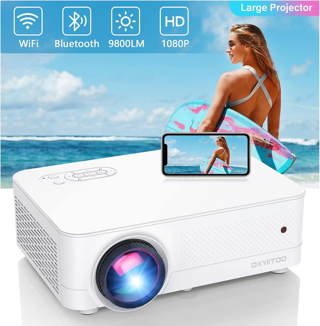 Full HD 1080P WiFi Bluetooth Projector, 9800LM 450" Display 4K Movie Projector H845802