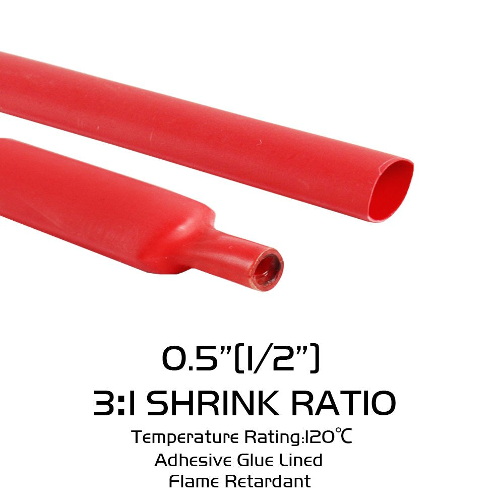 1/2in Diameter 32ft Red Polyolefin Heat Shrink Tubing G760982