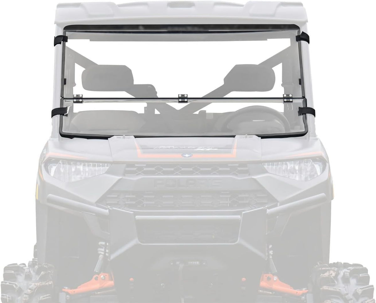 Scratch Resistant Flip / Fold Down 2-in-1 Windshield for Polaris Ranger XP 1000, 1/4 Thick Polycarbonate F1337