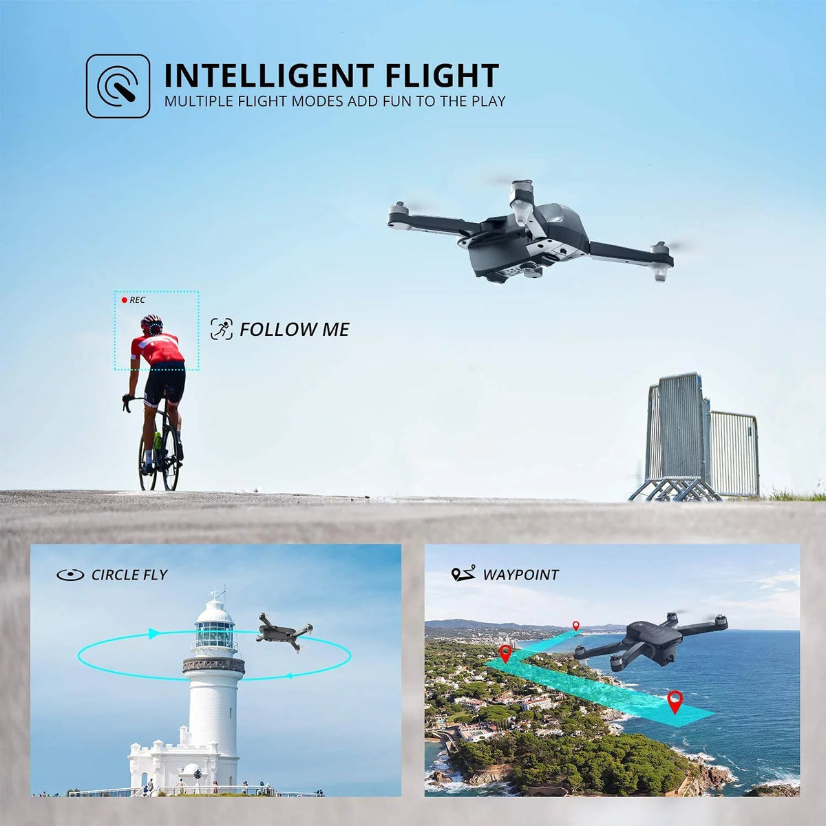 4K Camera Foldable GPS Drone with 2 Batteries, Black N192002