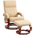 Beige Electric Faux Leather Recliner Chair with Ottoman D109556