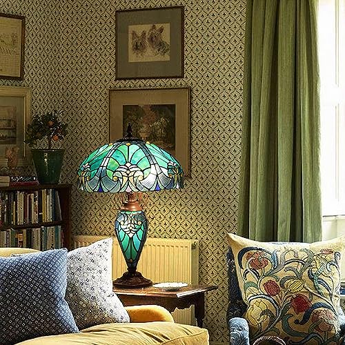 16 inch Stained Glass Table Lamp with Night Light R917142