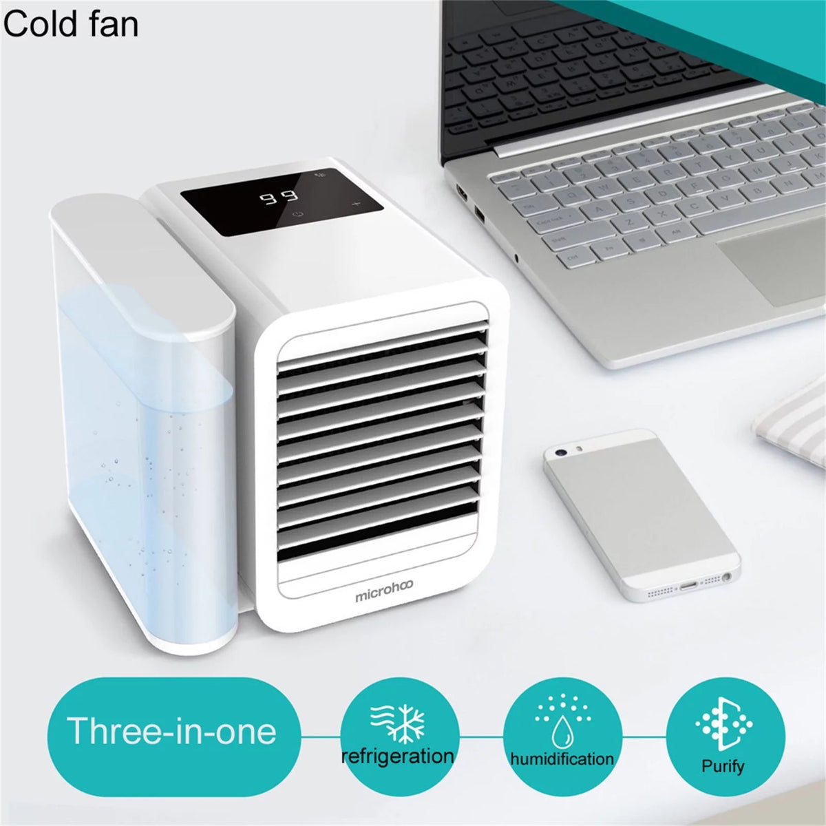 USB Air Conditioner Fan Cooling 1000ml Tank 8 Inch with Clip M40201