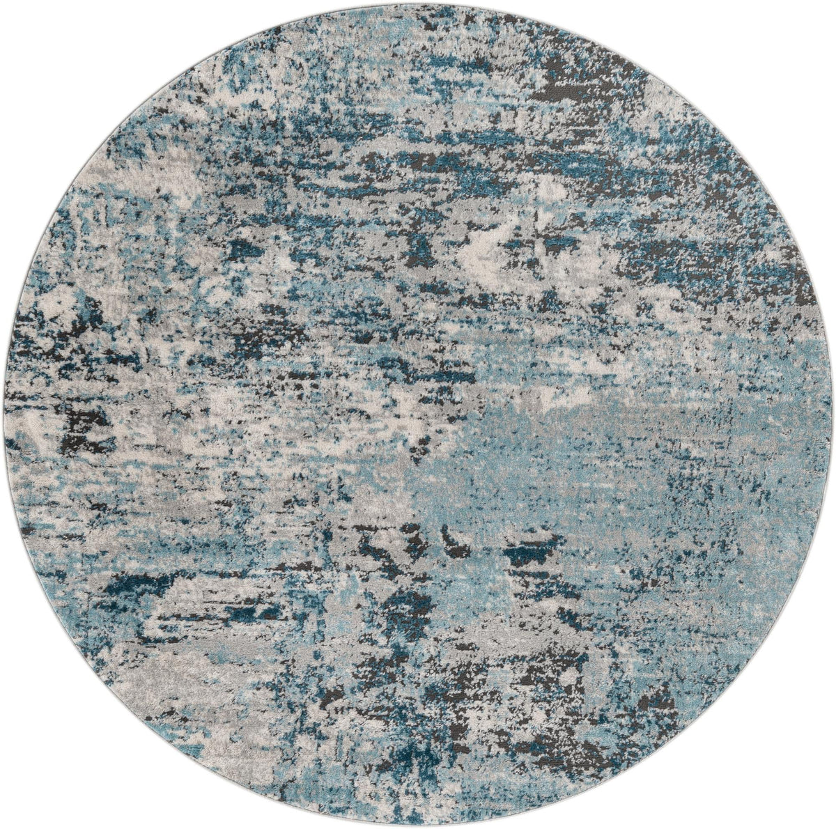 Blue Round 5' 3 x 5' 3 Abstract Rug U36984