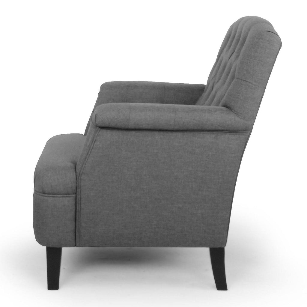 Beige Fabric Upholstered Button-Tufted Armchair N26576