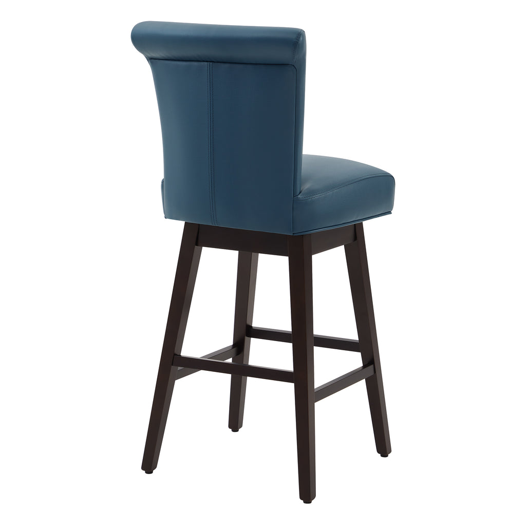 Dark Blue Faux Leather Upholstered Swivel Counter Bar Stools Set of 2 R28611