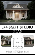 Modern Tiny Studio Plan with construction details O910766