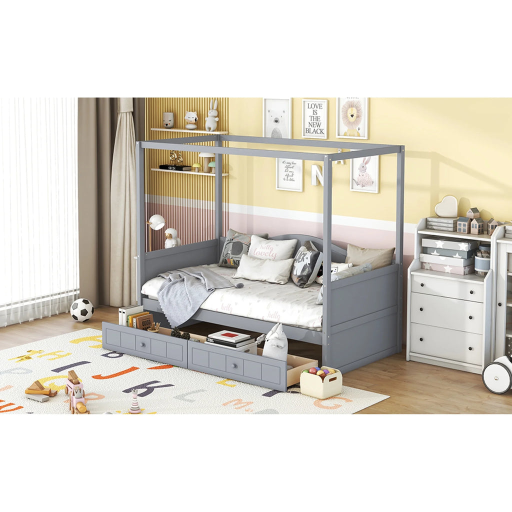 Twin Size Canopy Day Bed with 2 Drawers F67035