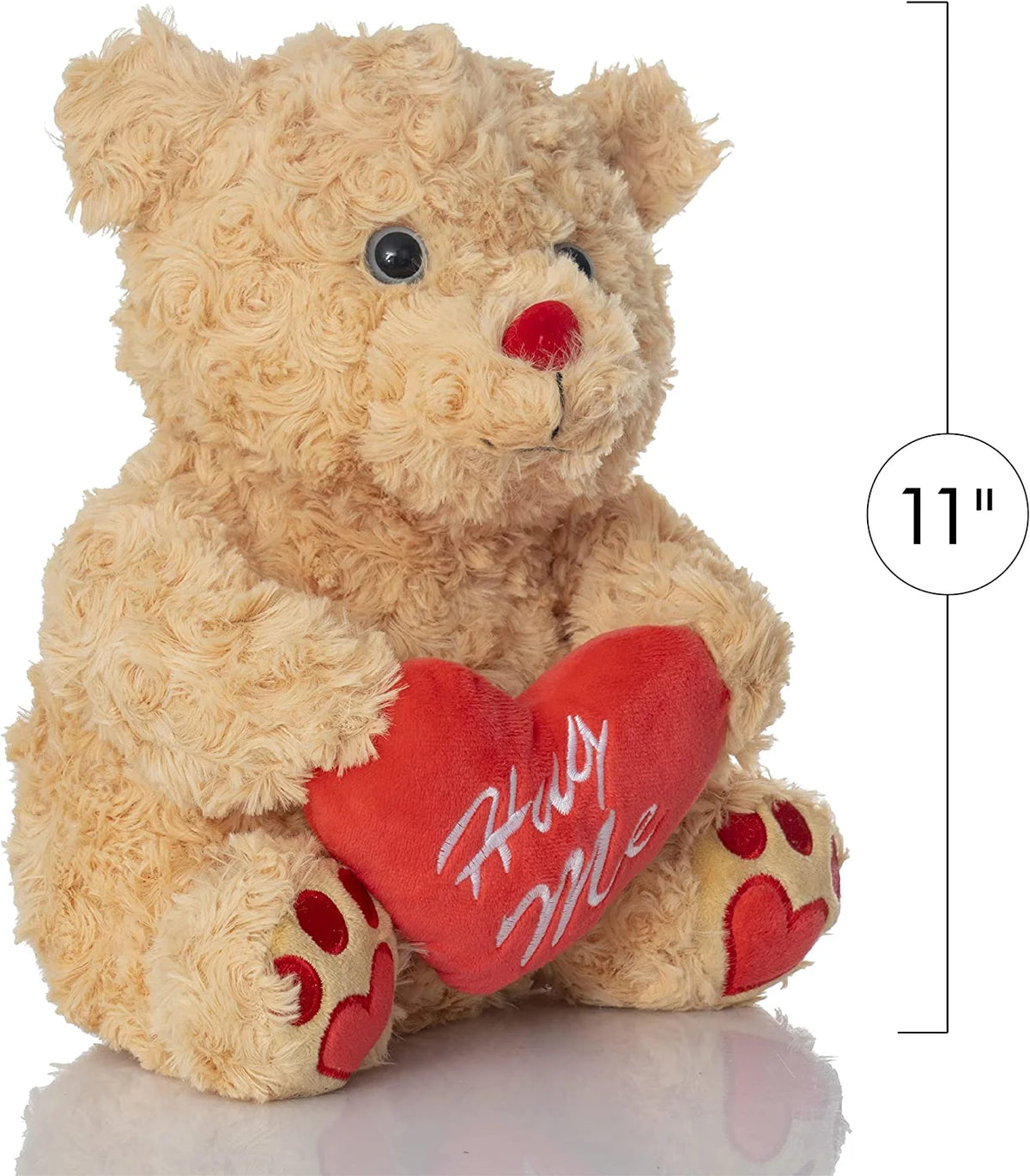 Brown Plush Teddy Bear with Red Hug Me Love Heart Stuffed Animal S1658