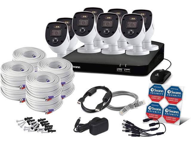 8 Channel 8 Cameras Wired Surveillance DVR Cctv 1080p Full HD 1TB Hdd Color Night Vision Security Camera System H3985
