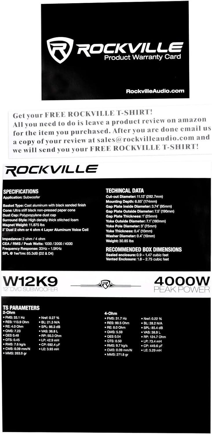 12 8000 Watt Car Subwoofers + Sealed Sub Box Enclosure N29948