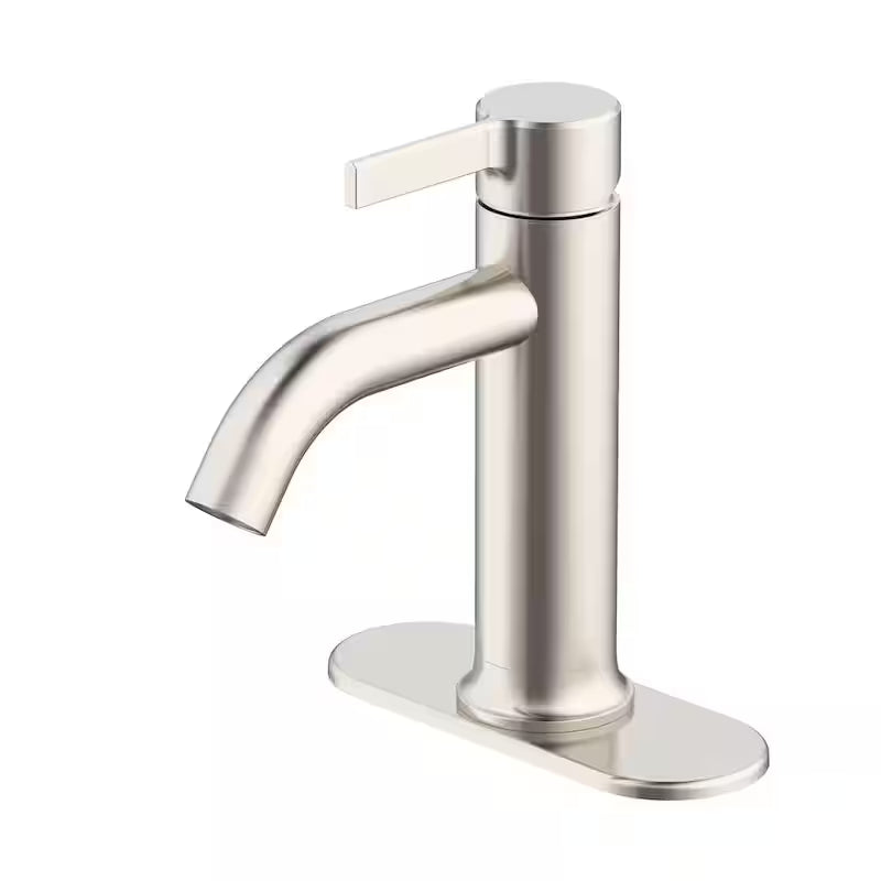 Single-Handle Single-Hole Brushed Nickel Bathroom Faucet P462055