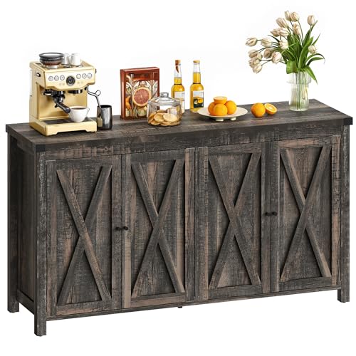 Oak Sideboard Buffet Cabinet with Storage and Doors L53618