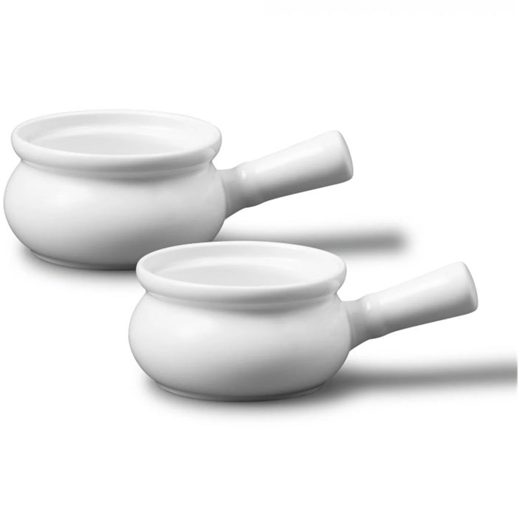 Set of 2 White Porcelain Onion Soup Bowls, 300ml, Oven Safe Y458897