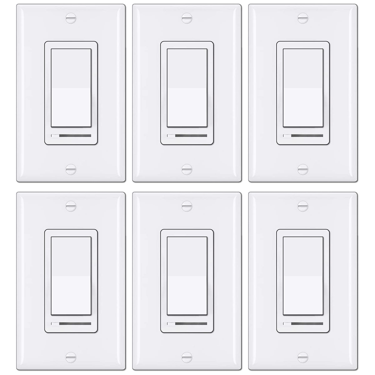 6 Pack White Rocker Dimmer Switch J7602