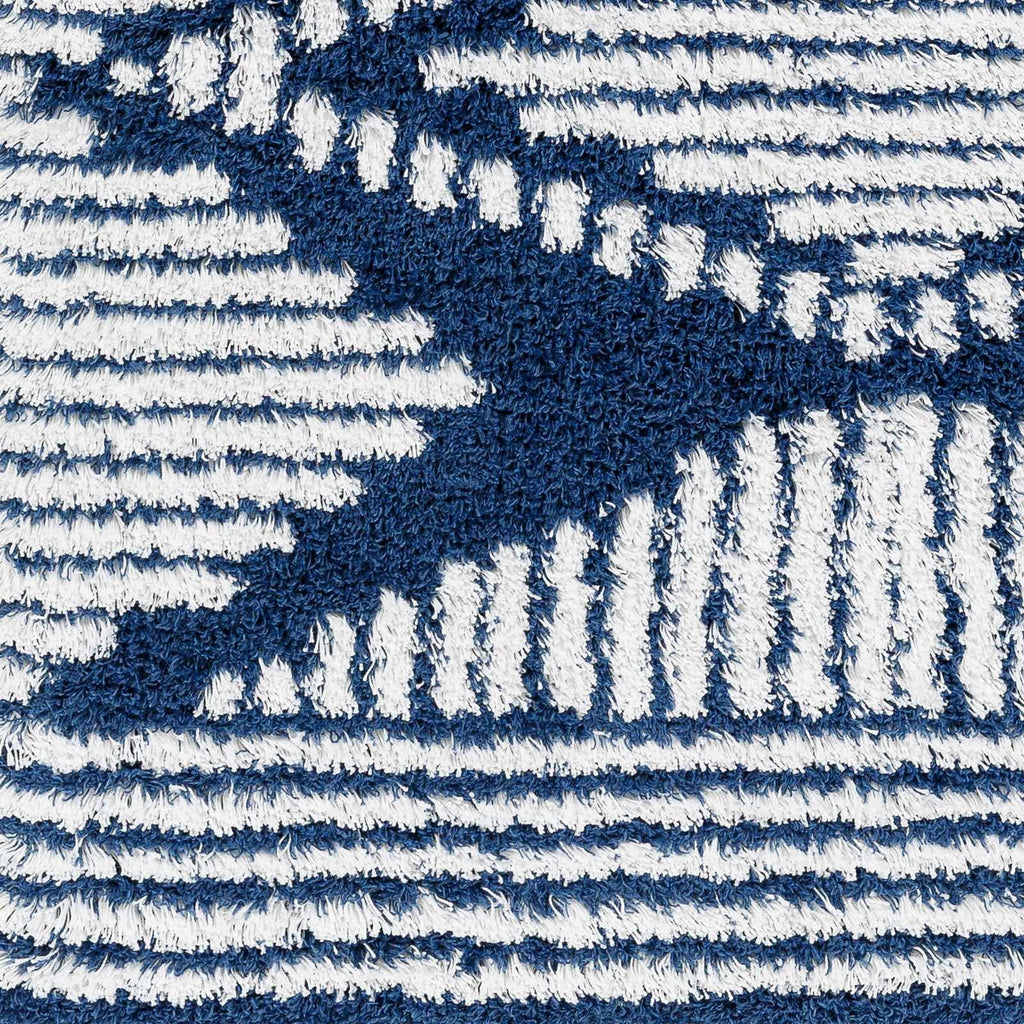 Blue Grey Off White Shag Area Rug J7478