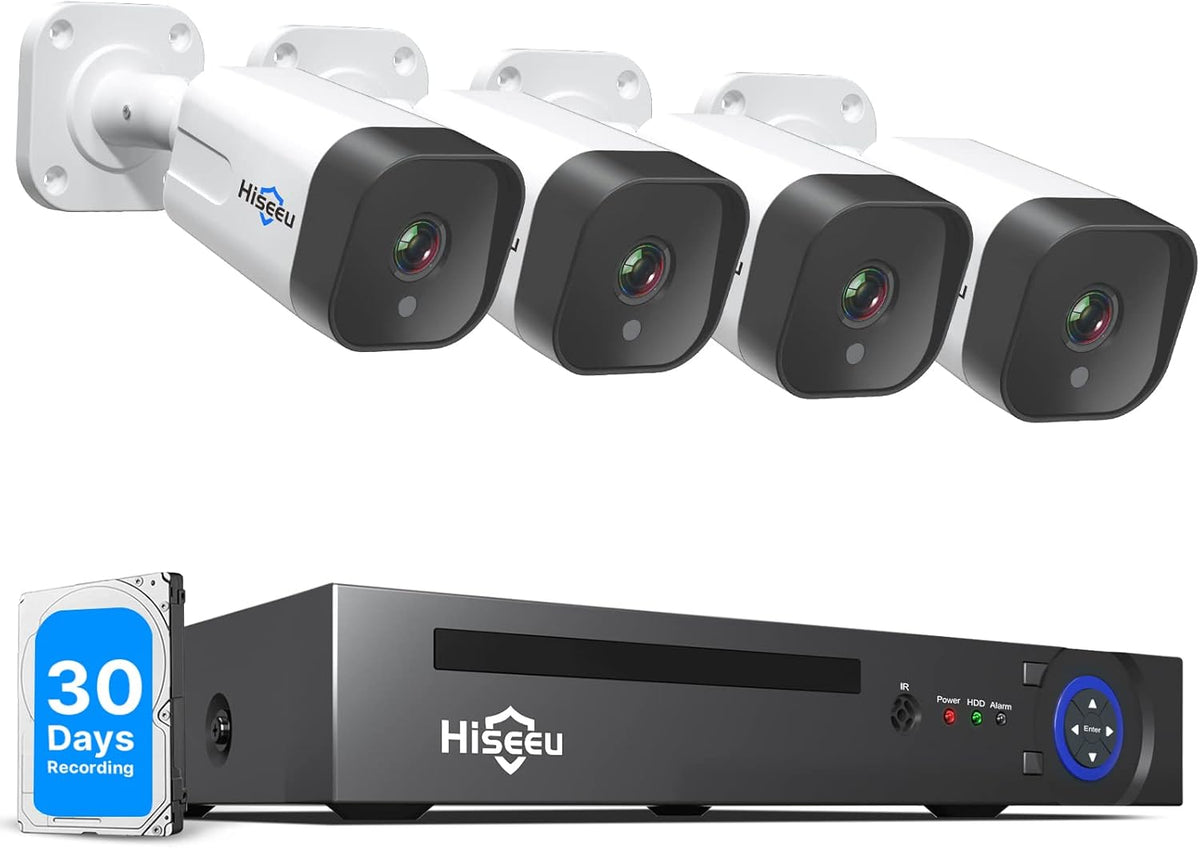 4K PoE 8CH 8MP NVR Security Camera System with 4Pcs Outdoor Bullet Cameras, 3TB Hard Drive, 100ft Night Vision, IP67 Waterproof Y28730