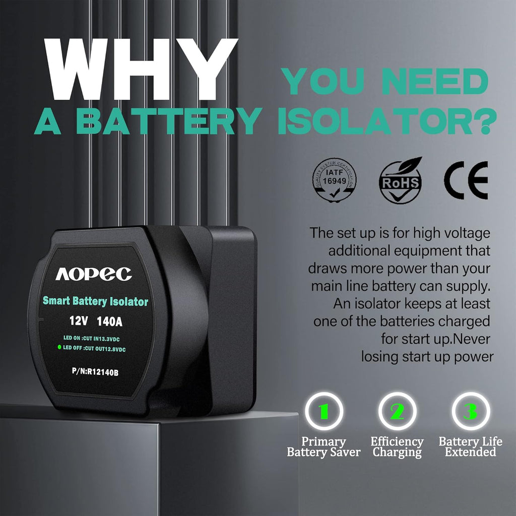 12V 140Amp Smart Waterproof Dual Battery Isolator W648539