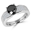 14K White Gold Black Diamond Engagement Ring Size 3.5 H82573