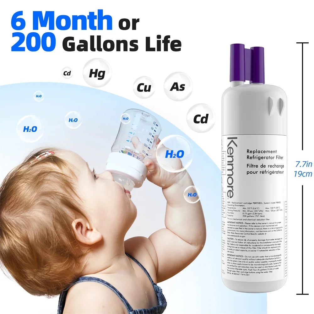 4 Pack White Refrigerator Water Filter E8740