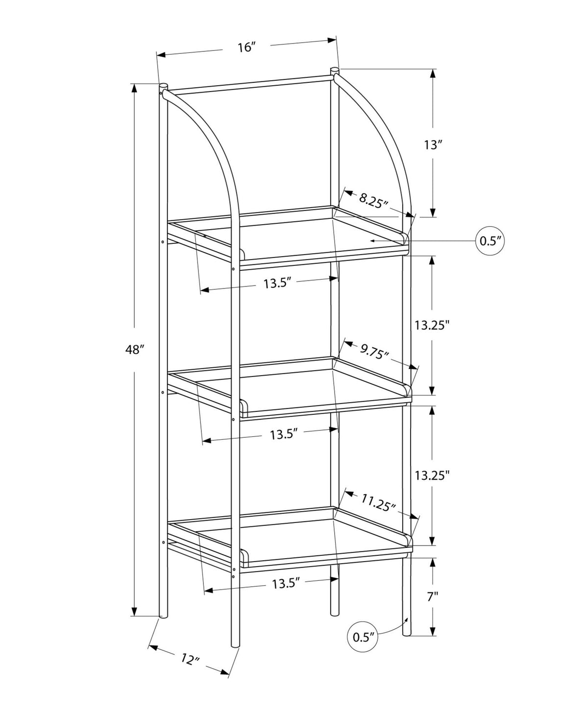 Dark Taupe Black Metal Bookcase A287