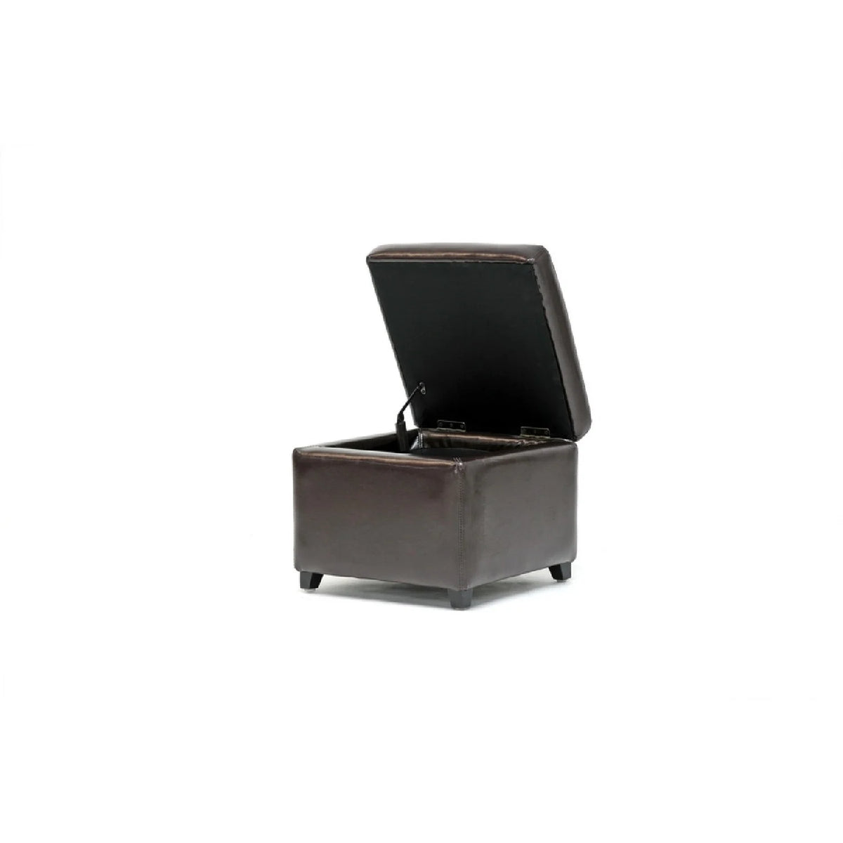 Dark Brown Faux Leather Storage Cube Ottoman E969