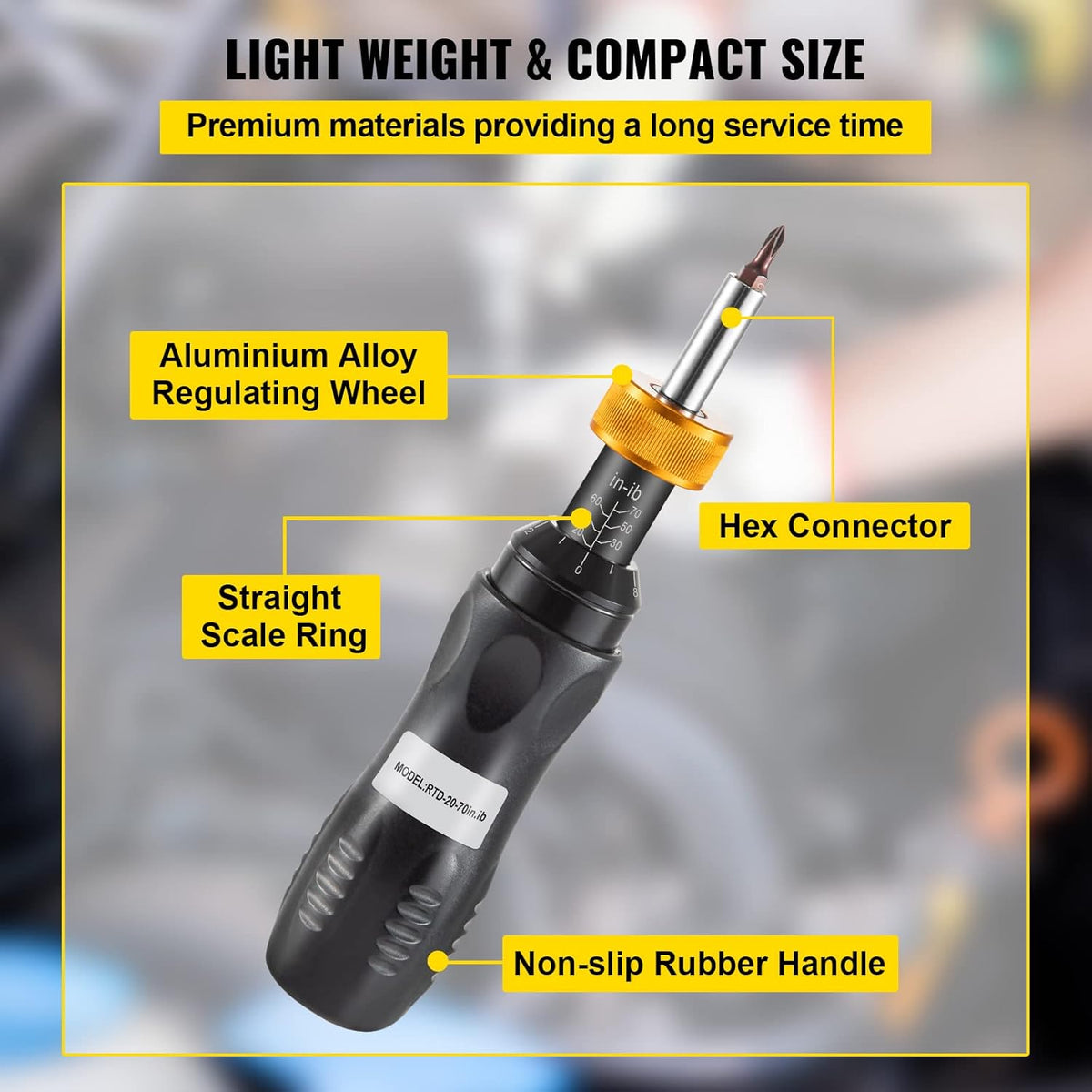 1/4" Drive Torque Screwdriver, 20-70 in/lbs, Adjustable, with Bits & Case, Pack of 2 T71355