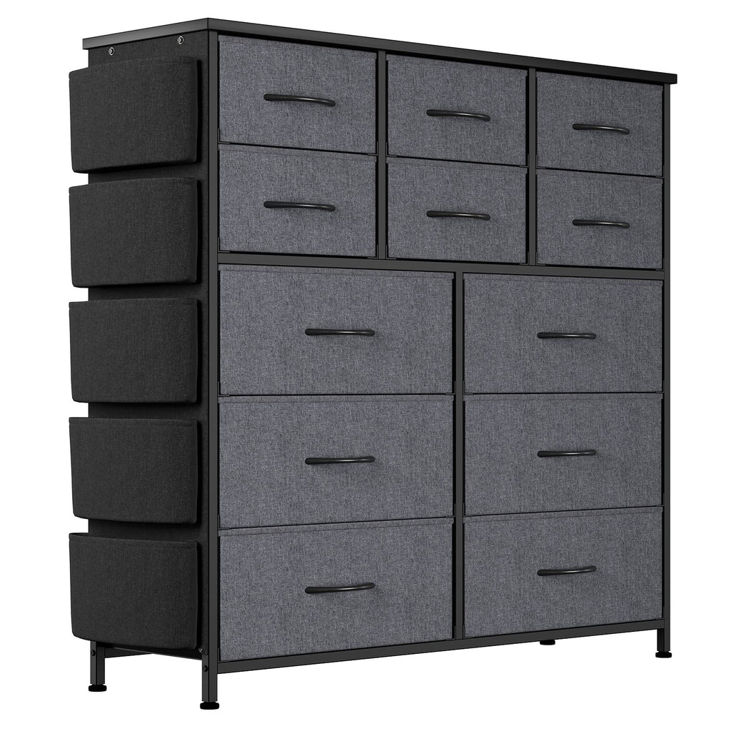 12 Drawer Fabric Dresser with Wood Tabletop O7718