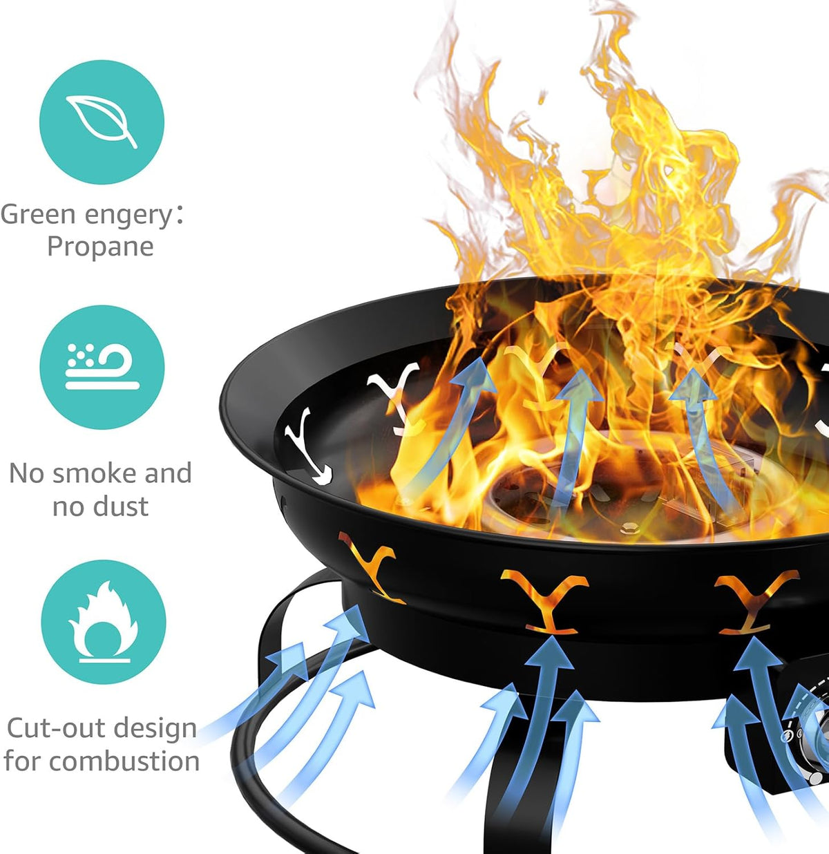 Portable Propane Fire Pit with Lid S62122