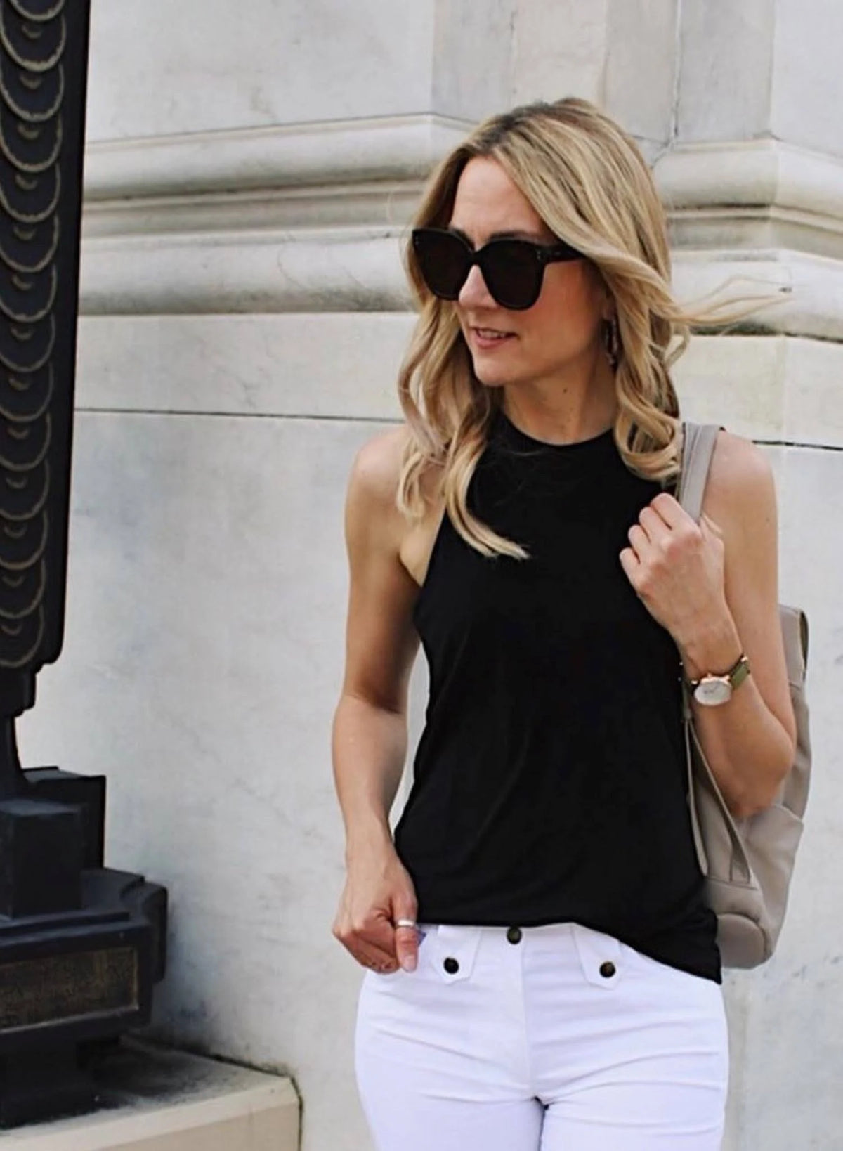 Wrinkle Free Travel Tank Black / L S3132