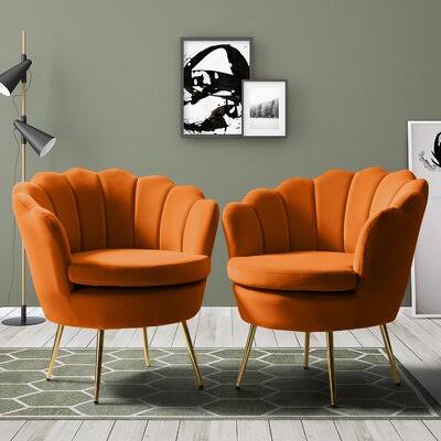Orange Velvet Barrel Chair J611