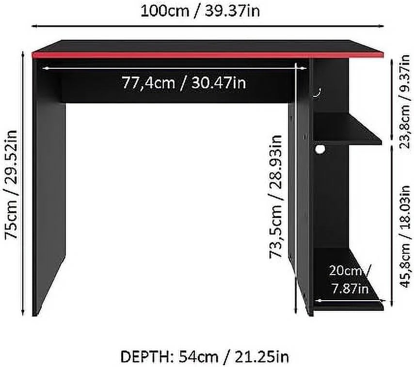 Compact Gaming Computer Desk with 2 Shelves and Monitor Stand Z842328