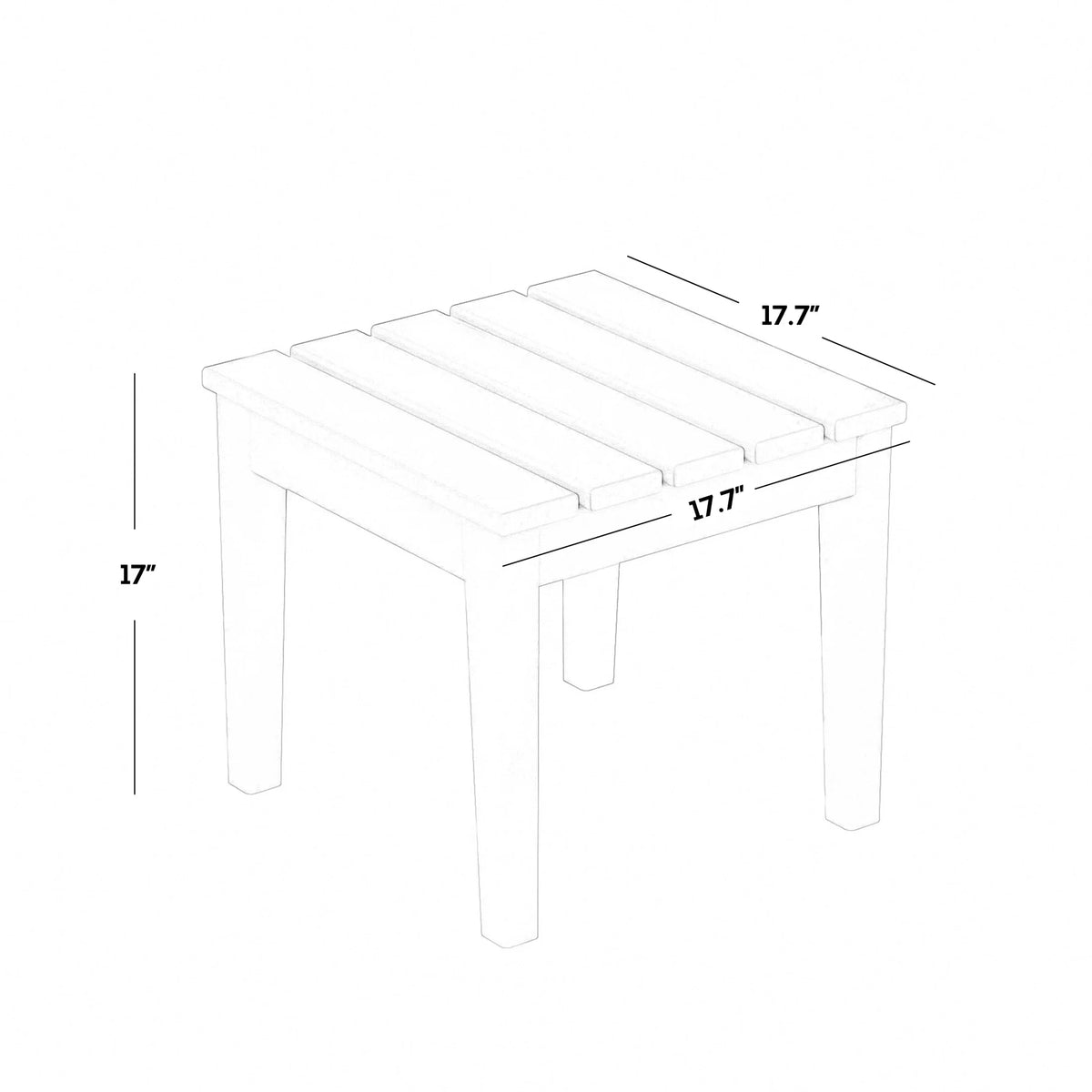 White 18 Inch All Weather Poly Lumber Outdoor Side Table T127544
