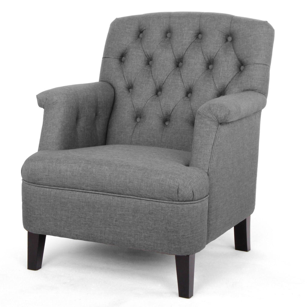 Beige Fabric Upholstered Button-Tufted Armchair N26576