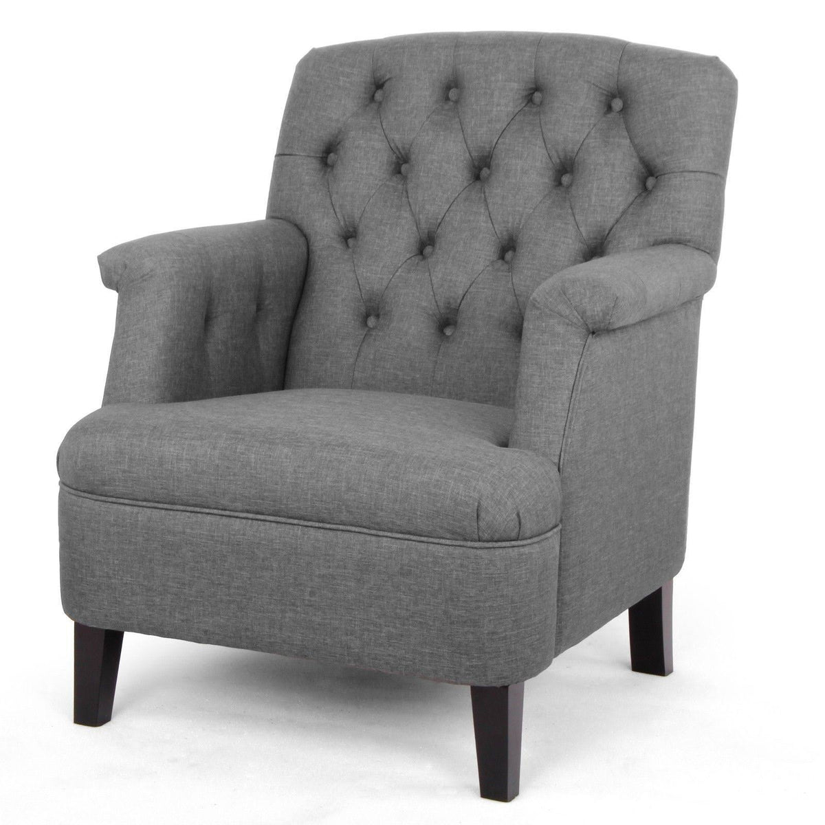 Beige Fabric Upholstered Button-Tufted Armchair N26576