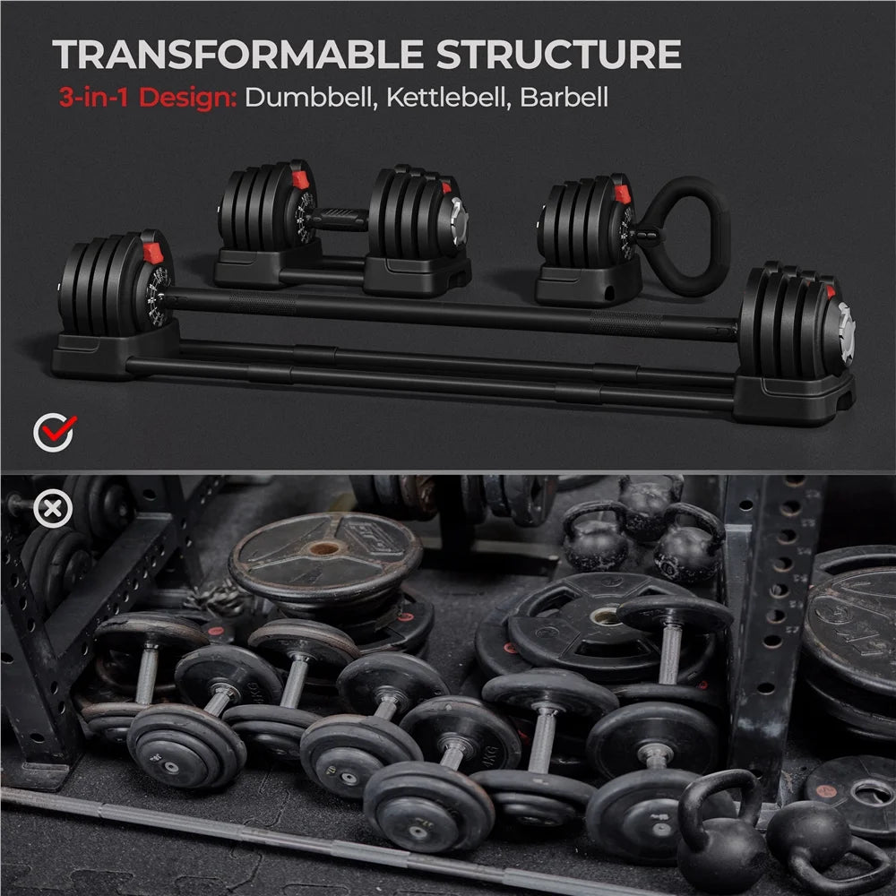 Black 3-In-1 Dumbbell Weight Set with Anti-Slip Handle Z39609