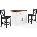 White Wood Top Kitchen Island with Black X-Back Stools X492