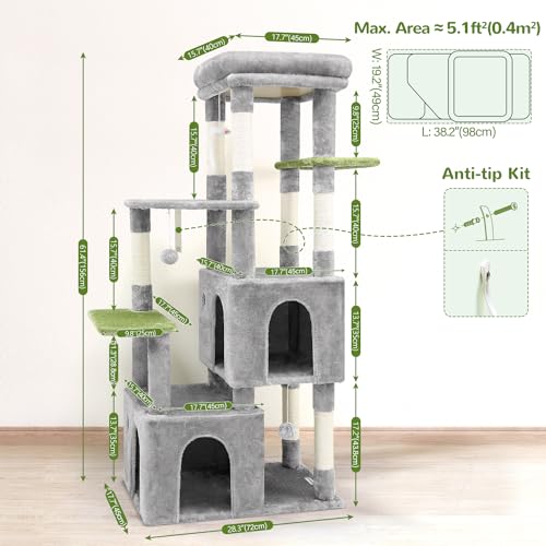 Light Grey Heavy Duty Cat Tower with Scratching Post I602380