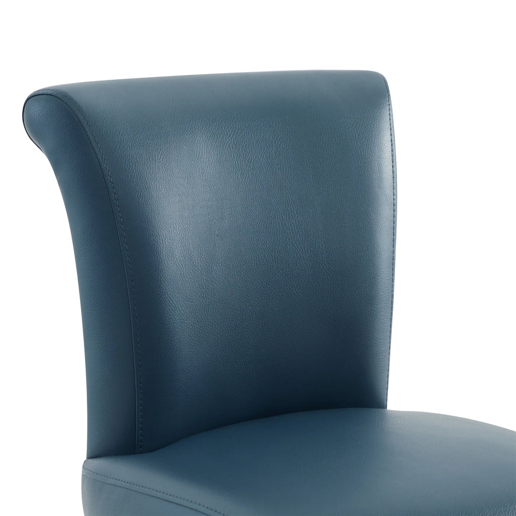 Dark Blue Faux Leather Upholstered Swivel Counter Bar Stools Set of 2 R28611