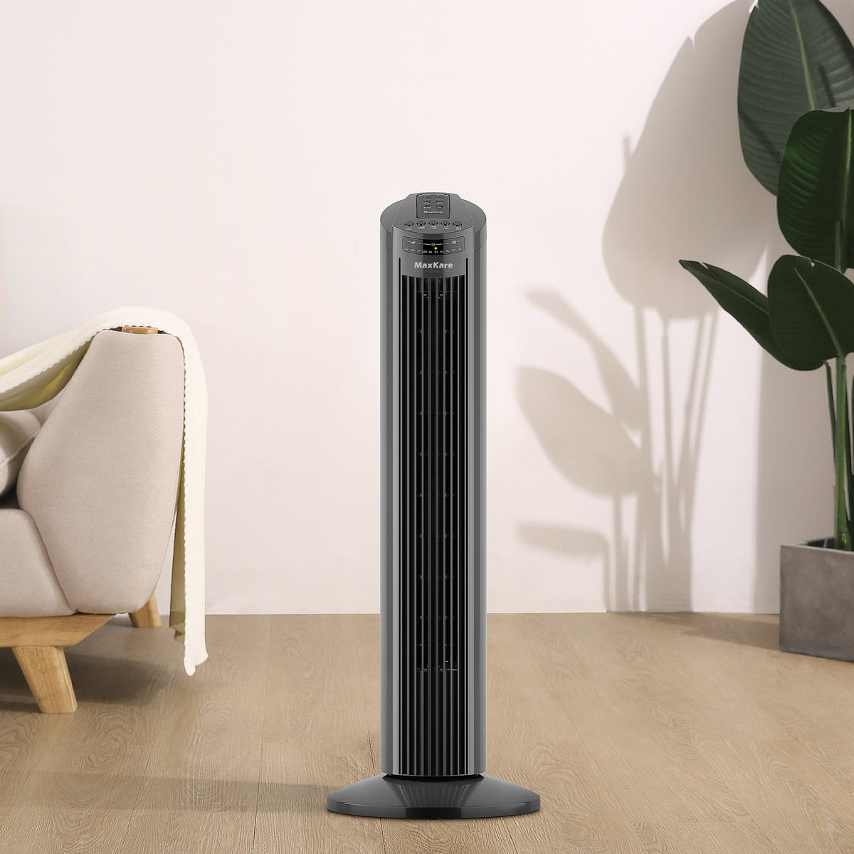 70° Oscillating Tower Fan with Remote Control 3 Speeds 3 Wind Modes Timer Dark Gray H87307
