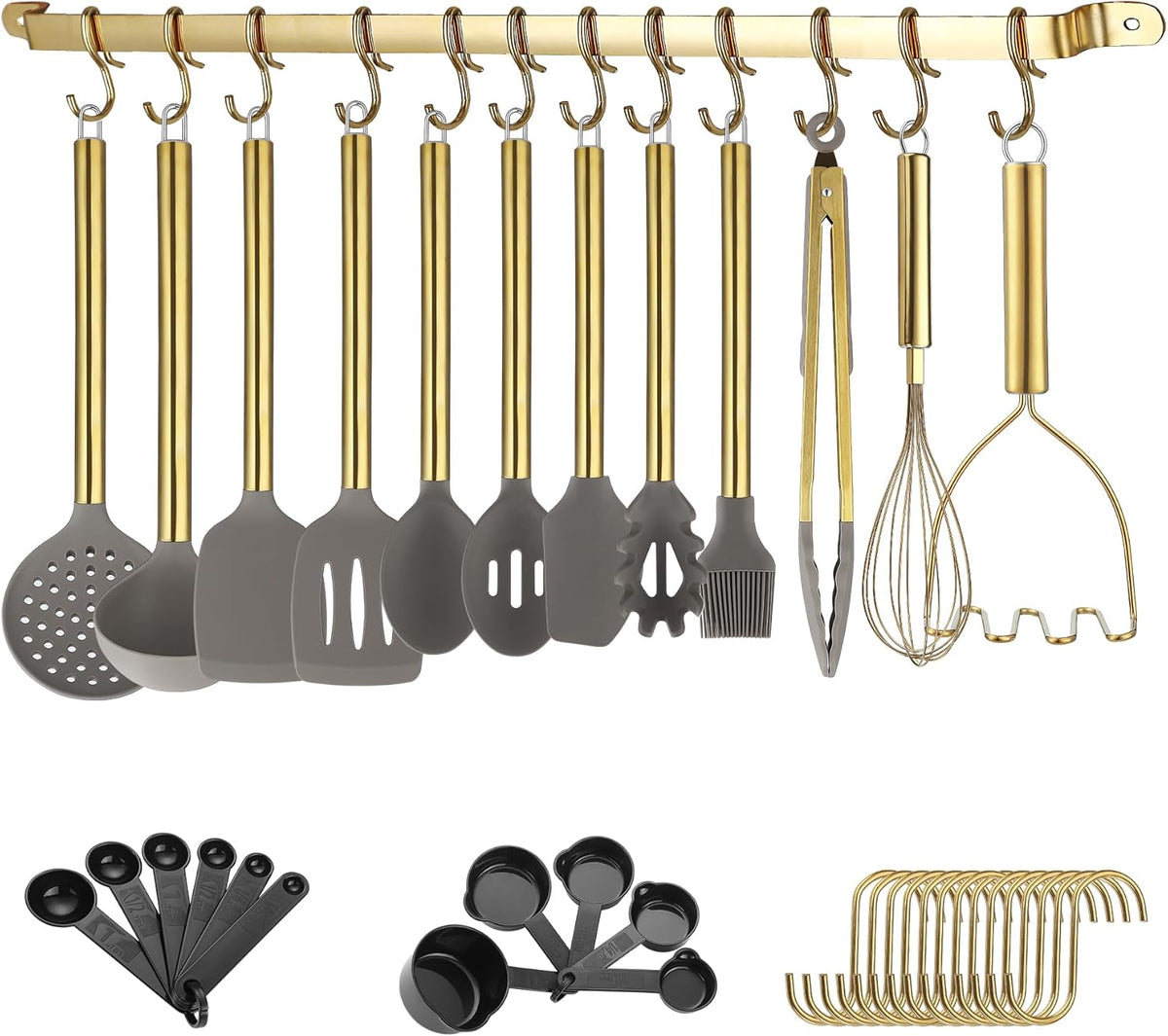 38 Piece Silicone Non-Stick Kitchen Utensils Set with Utensil Rack K709