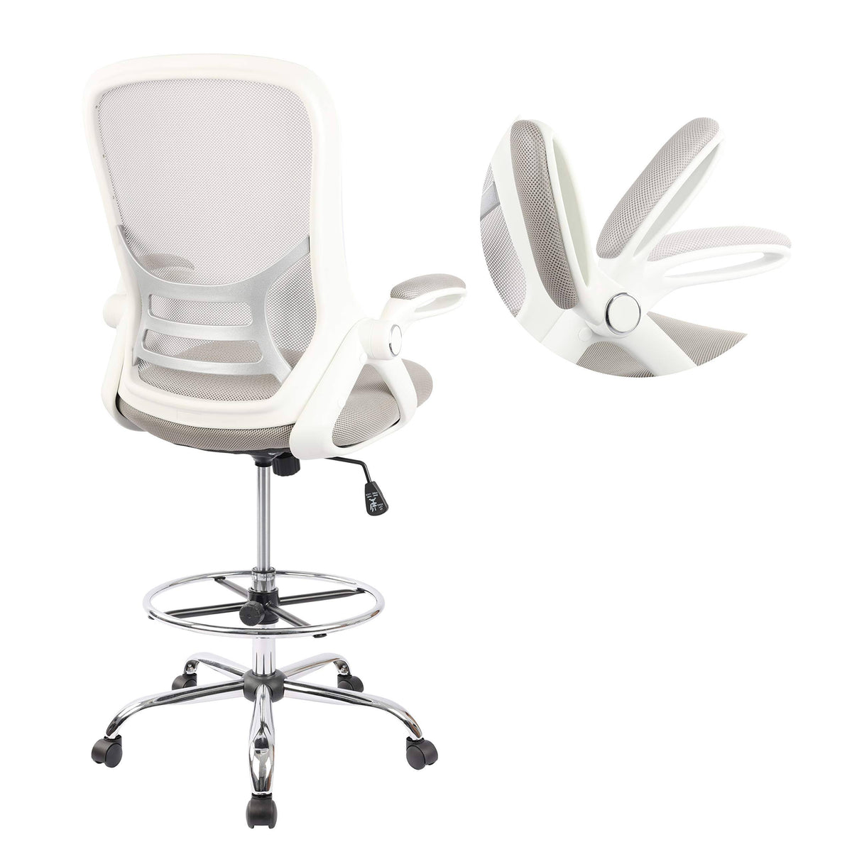 Tall Office Drafting Chair with Adjustable Foot Ring T687504