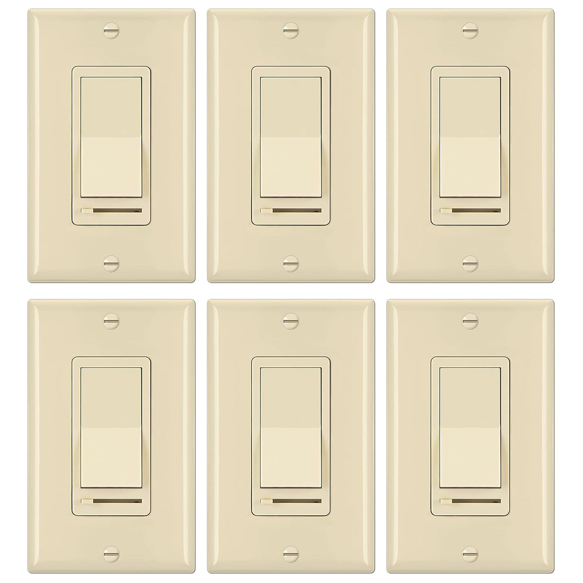 6 Pack White Rocker Dimmer Switch J7602
