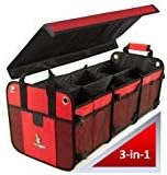 Red 3 Compartment SUV Trunk Organizer with Cover K460816