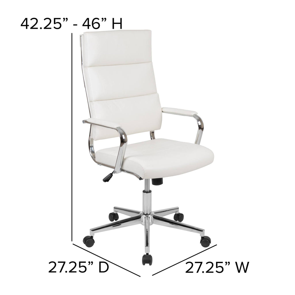 White LeatherSoft High Back Executive Swivel Office Chair H606